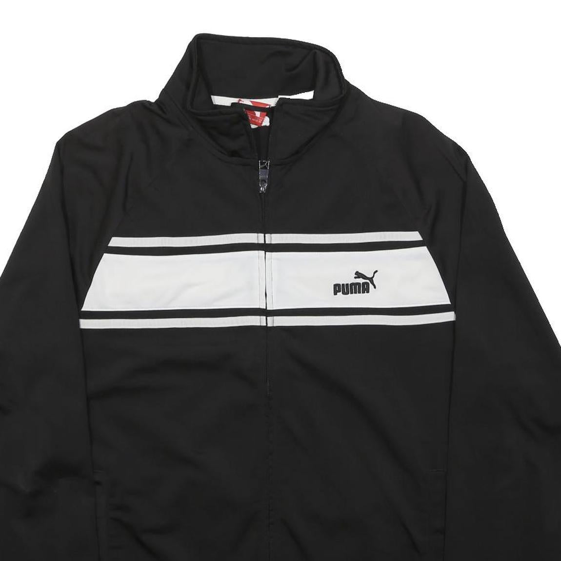 PUMA Mens Black & White Athletic Zip Jacket M Cotton Blend Track Sport