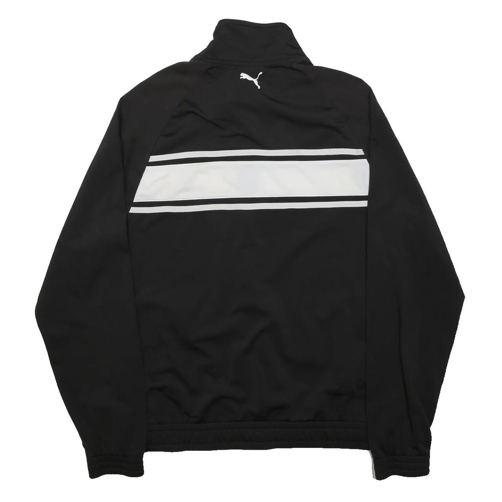 PUMA Mens Black & White Athletic Zip Jacket M Cotton Blend Track Sport