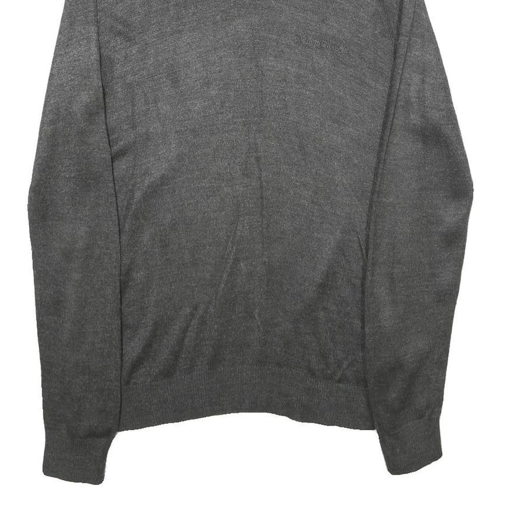PIERRE CARDIN Mens Grey Plain V-Neck Basic Knit Jumper S Acrylic Casual Smart