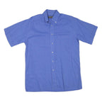 PIERRE CARDIN Mens Blue Cotton Blend Short Sleeve Shirt L Classic Button Collar
