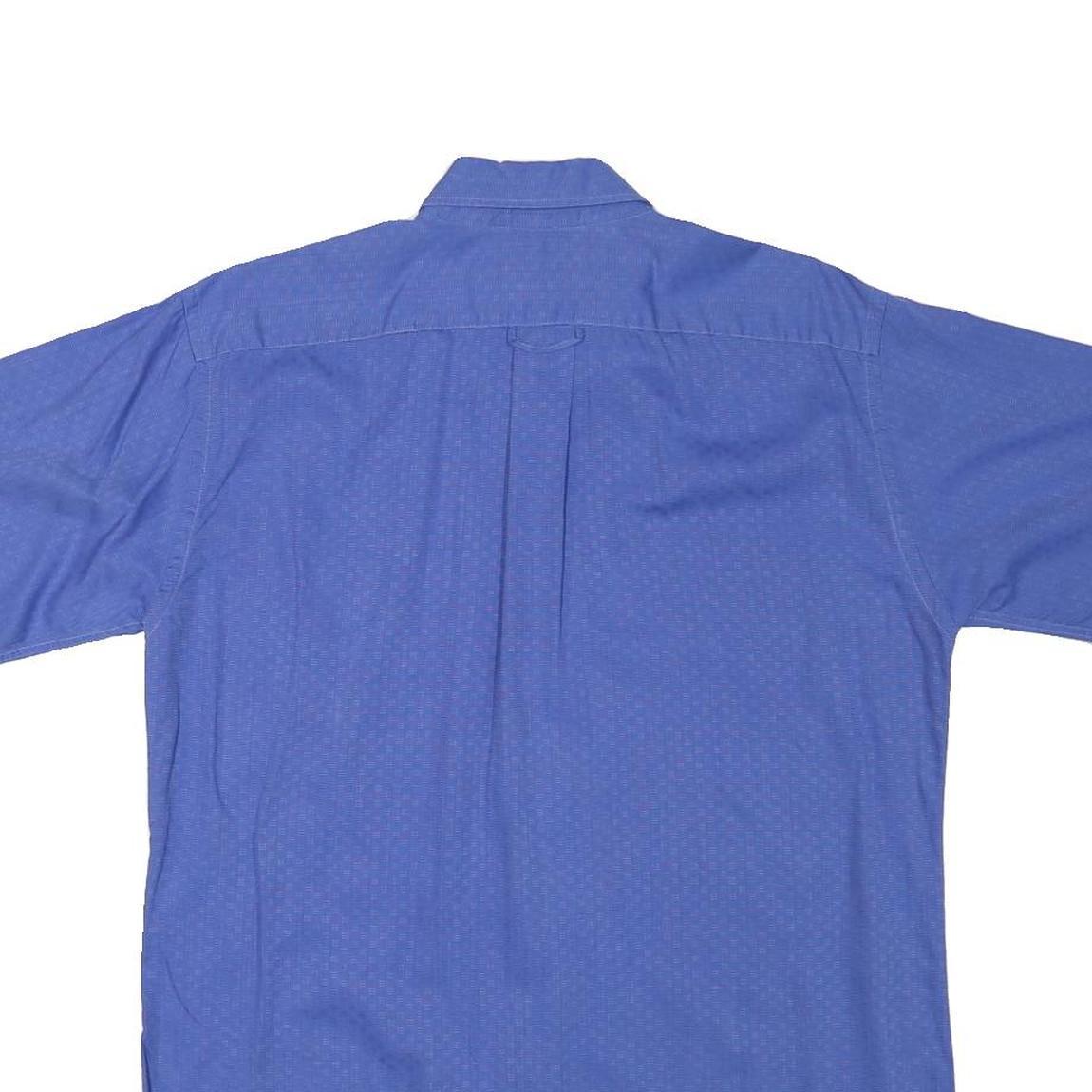 PIERRE CARDIN Mens Blue Cotton Blend Short Sleeve Shirt L Classic Button Collar