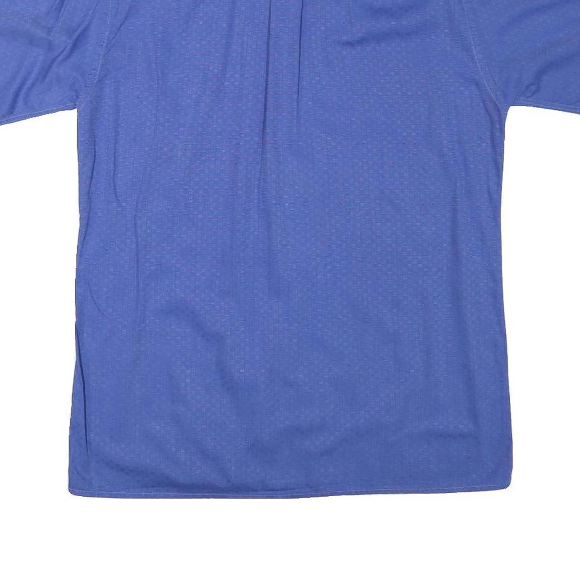 PIERRE CARDIN Mens Blue Cotton Blend Short Sleeve Shirt L Classic Button Collar