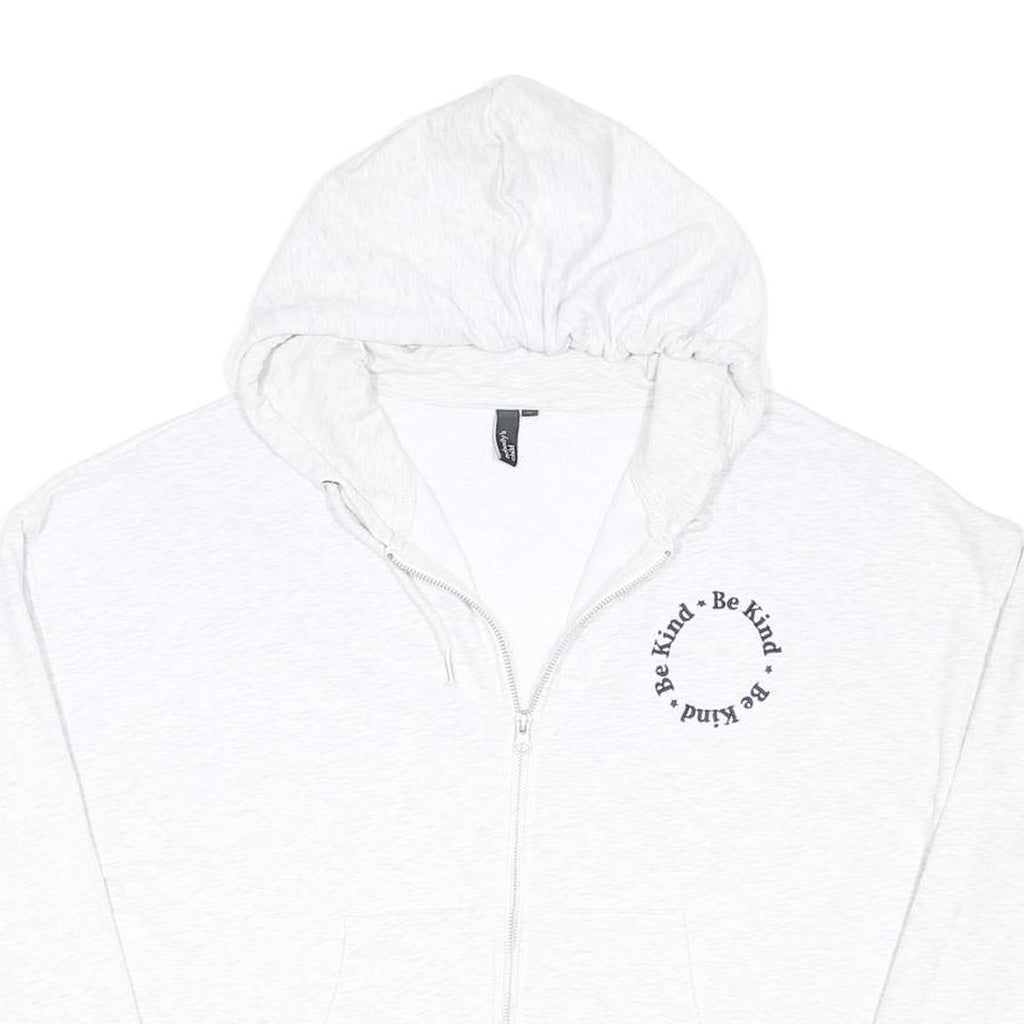NOBODYS CHILD Womens White Be Kind Zip Hoodie M Cotton Blend Casual