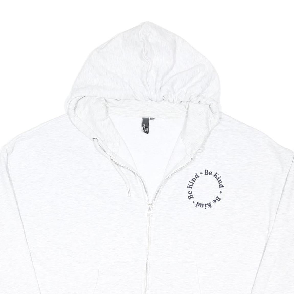 NOBODYS CHILD Womens White Be Kind Zip Hoodie M Cotton Blend Casual