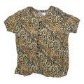 MPH Womens Beige & Black Printed Top Short Sleeve Round Neck XL Animal Print
