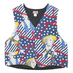 BEST COLLECTION Mens Blue & White Polka Dot Stripe Retro Button Jacket L