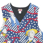 BEST COLLECTION Mens Blue & White Polka Dot Stripe Retro Button Jacket L