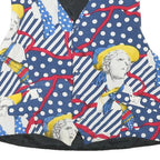 BEST COLLECTION Mens Blue & White Polka Dot Stripe Retro Button Jacket L