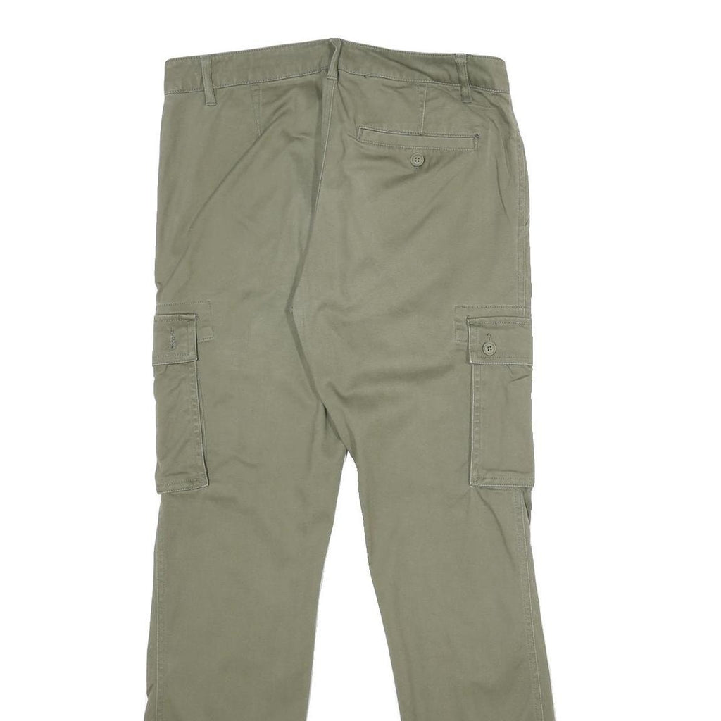 PIER ONE Mens Cotton Blend Green Regular Cargo Jogger Trousers W30 L32 Pocketed