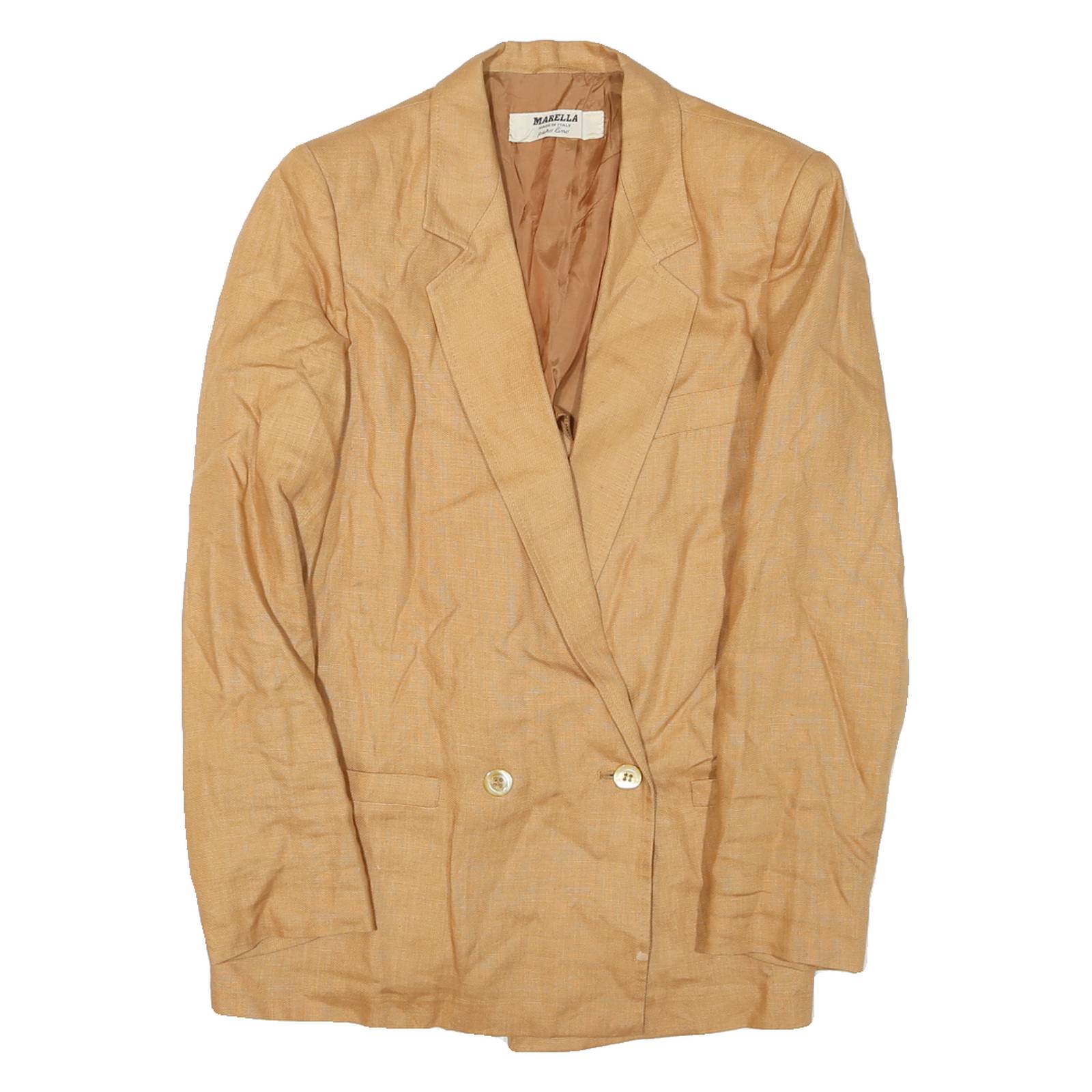 Womens Beige Synthetic Jacket M Button Closure Classic Fit Plain Stylish Smart