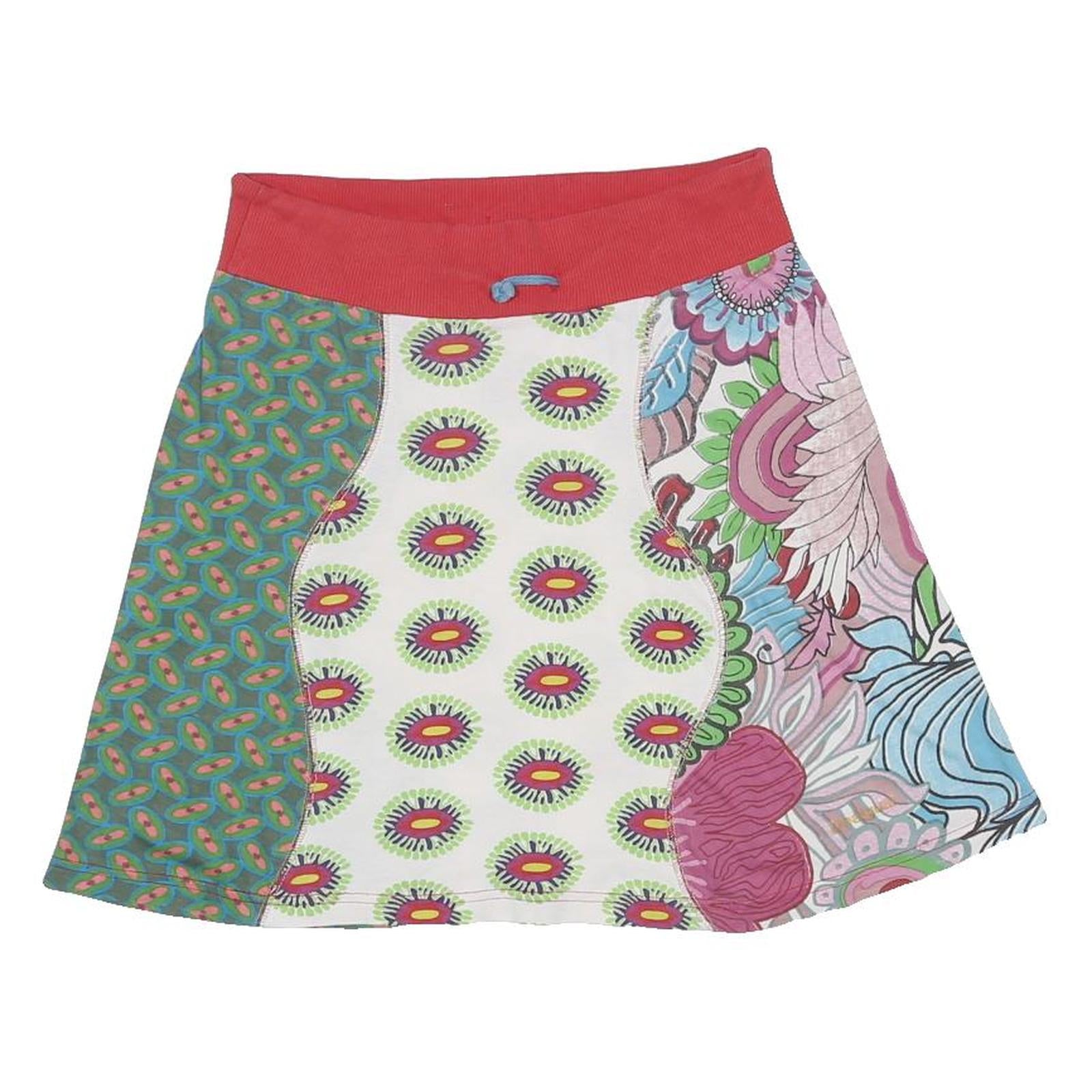 DESIGUAL Y2K Womens Multi Colour Patchwork Mini Cotton Blend Skirt XL Colourful