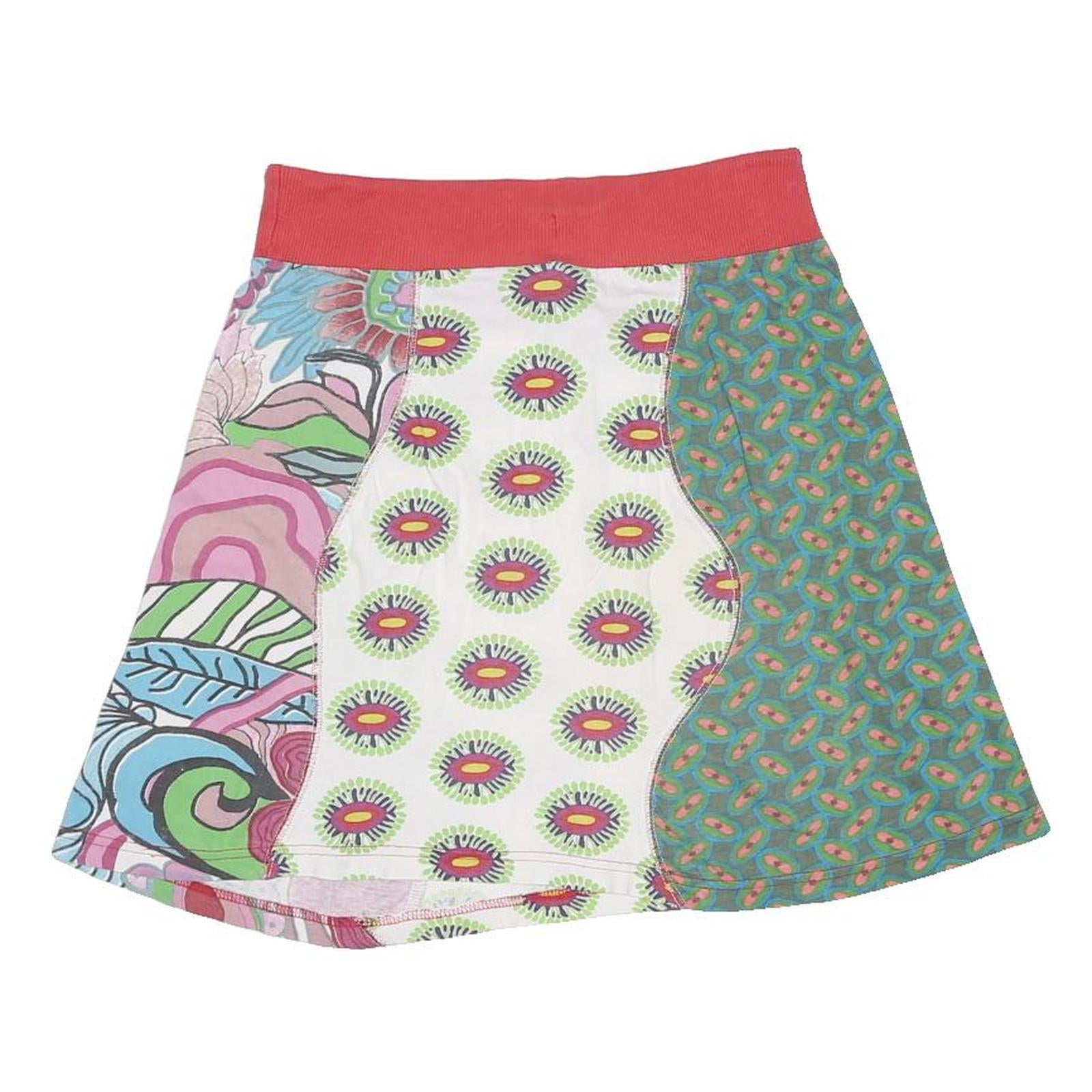 DESIGUAL Y2K Womens Multi Colour Patchwork Mini Cotton Blend Skirt XL Colourful