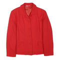 Womens Red Wool Button Jacket M Tailored Plain Stylish Smart Workwear