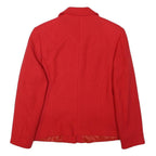 Womens Red Wool Button Jacket M Tailored Plain Stylish Smart Workwear
