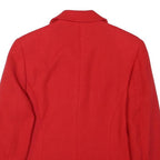 Womens Red Wool Button Jacket M Tailored Plain Stylish Smart Workwear