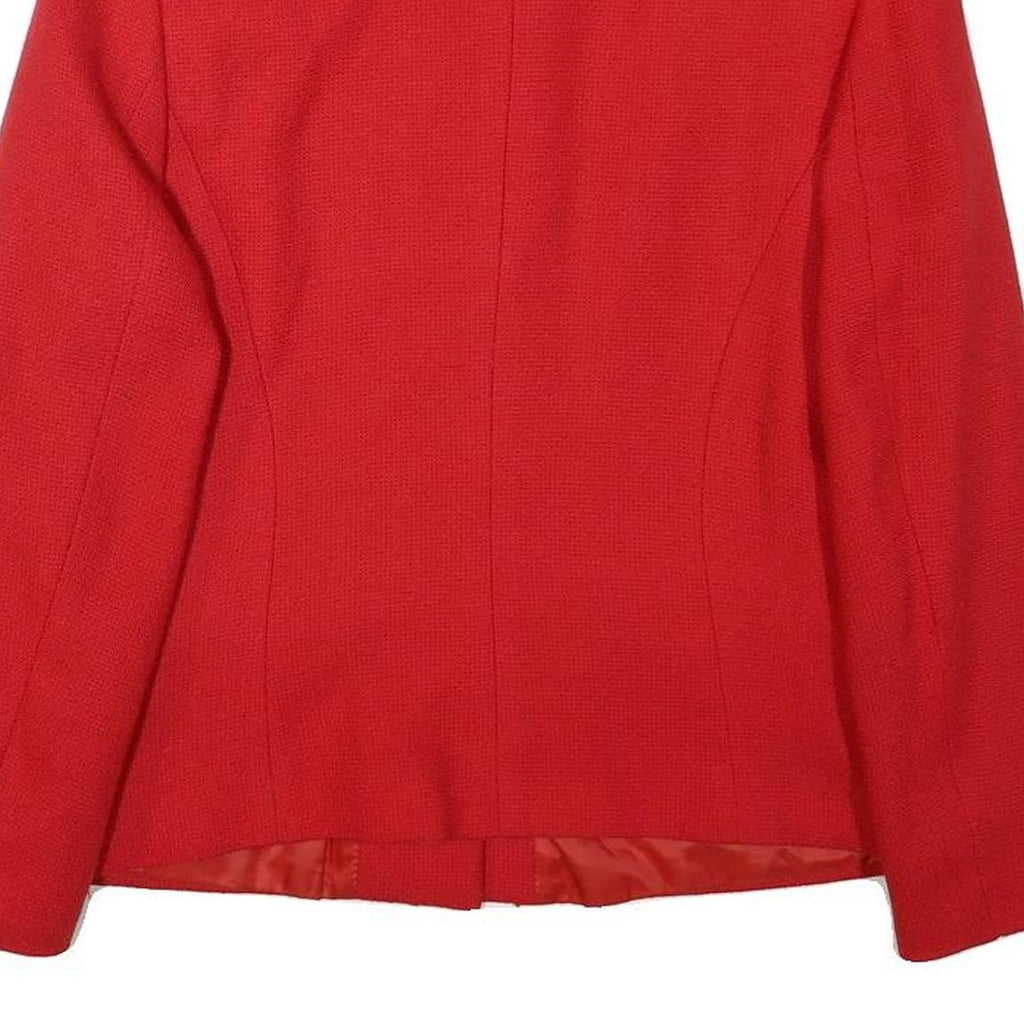 Womens Red Wool Button Jacket M Tailored Plain Stylish Smart Workwear