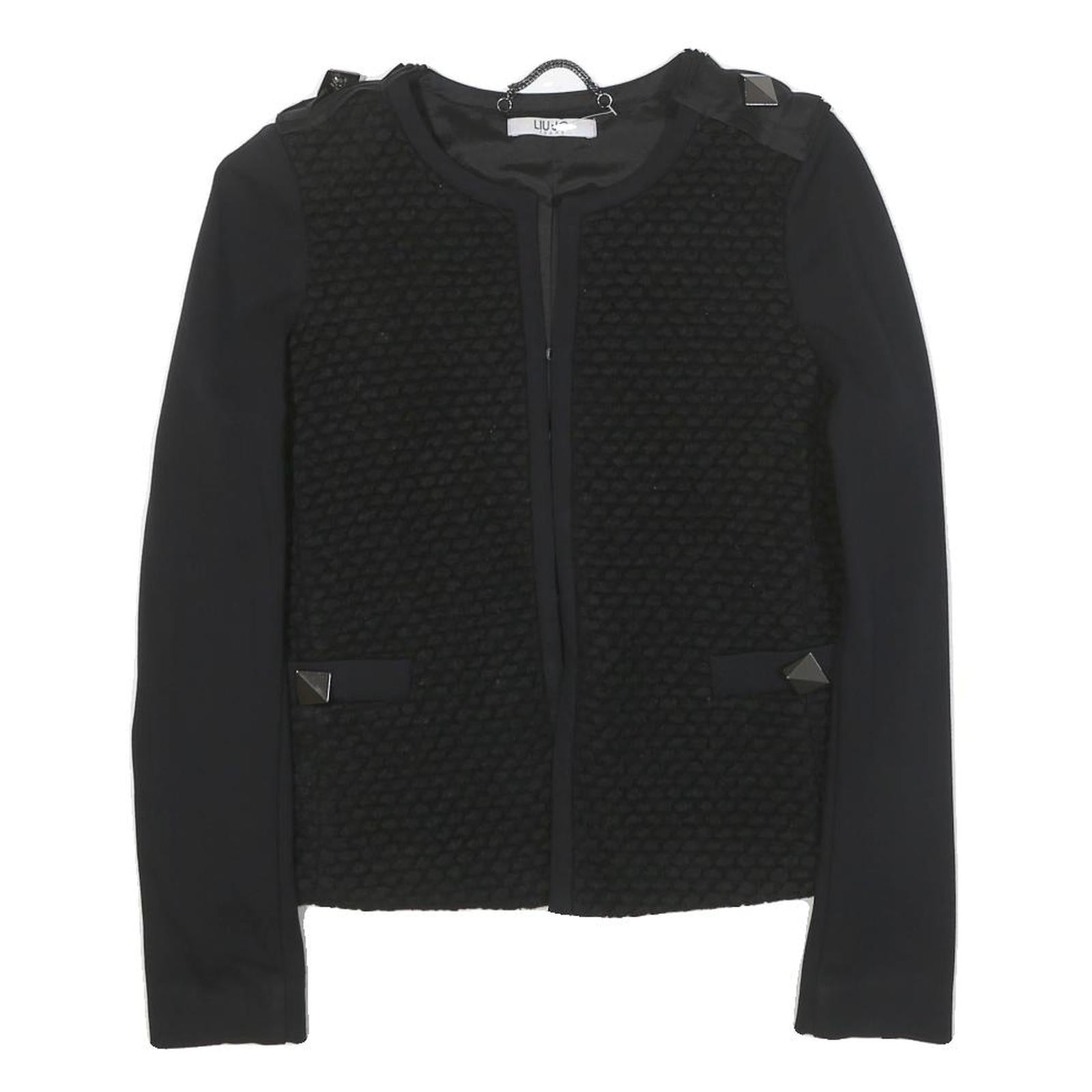 LIU JO Womens Black Quilted Button Jacket XS Polyester Blend Stylish