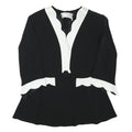 WOMENSTYL Womens Black & White Jacket M Polyester Blend Button Scalloped Trim