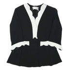 WOMENSTYL Womens Black & White Jacket M Polyester Blend Button Scalloped Trim