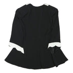 WOMENSTYL Womens Black & White Jacket M Polyester Blend Button Scalloped Trim
