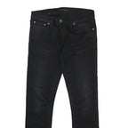 NUDIE JEANS Mens Black Slim Skinny Denim Medium W31 L30 Zip Cotton Blend Jeans