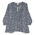 MONSOON Womens Blue Floral Print Blouse Long Sleeve V Neck UK 10