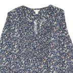 MONSOON Womens Blue Floral Print Blouse Long Sleeve V Neck UK 10