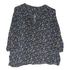 MONSOON Womens Blue Floral Print Blouse Long Sleeve V Neck UK 10