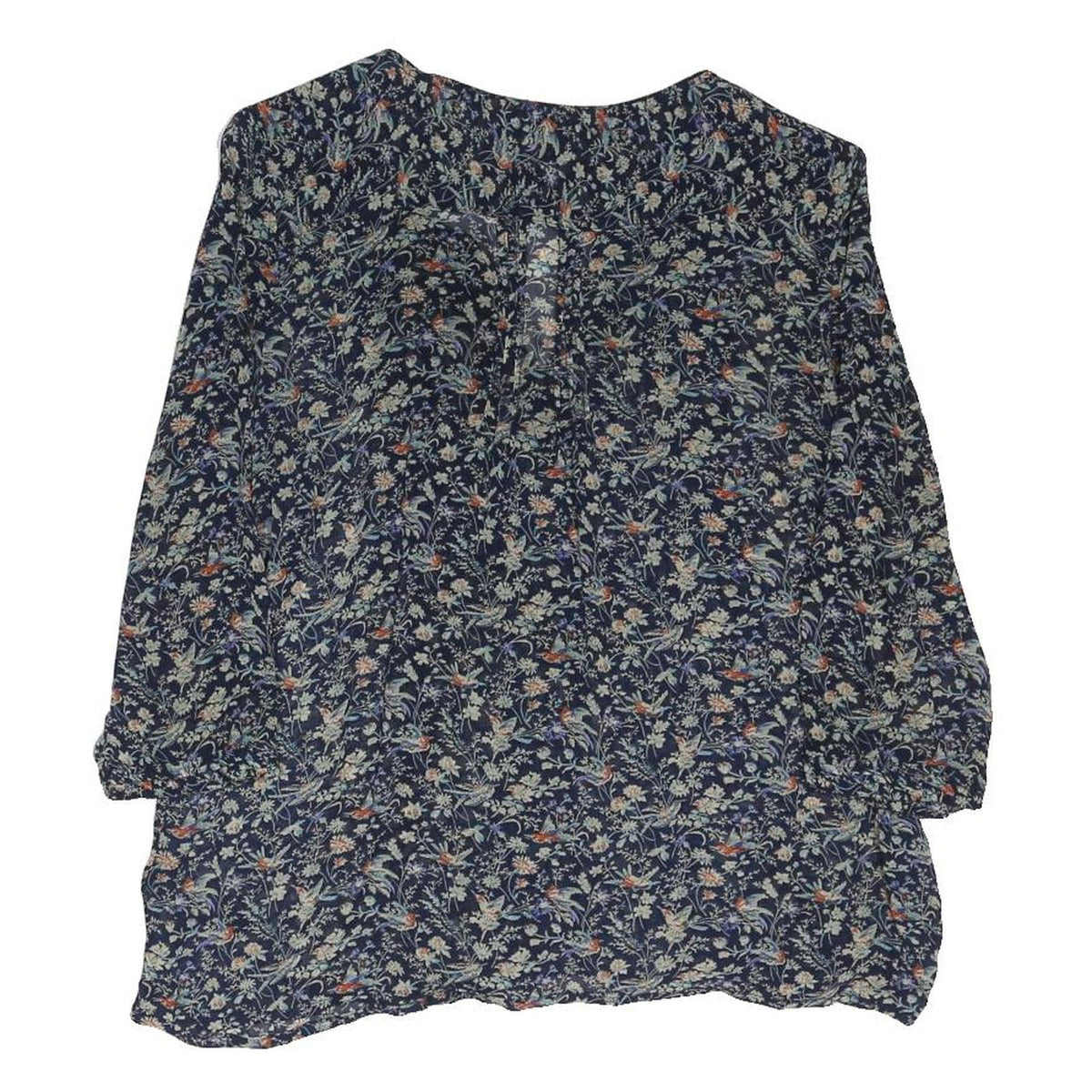MONSOON Womens Blue Floral Print Blouse Long Sleeve V Neck UK 10