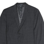 TOMMY HILFIGER Mens Grey & Black Classic Jacket L Cotton Plain Button Formal