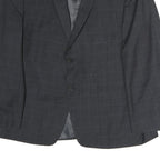 TOMMY HILFIGER Mens Grey & Black Classic Jacket L Cotton Plain Button Formal