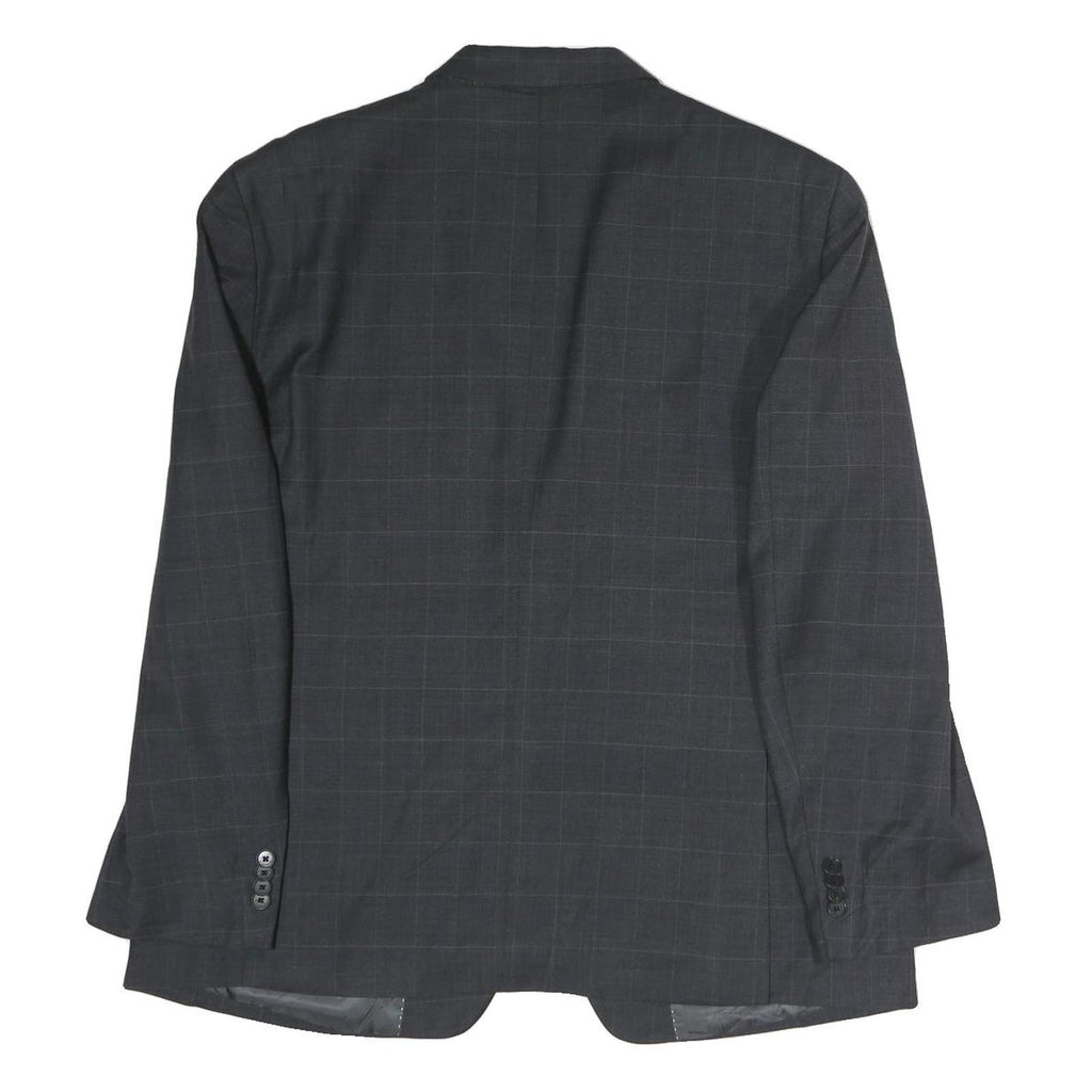 TOMMY HILFIGER Mens Grey & Black Classic Jacket L Cotton Plain Button Formal