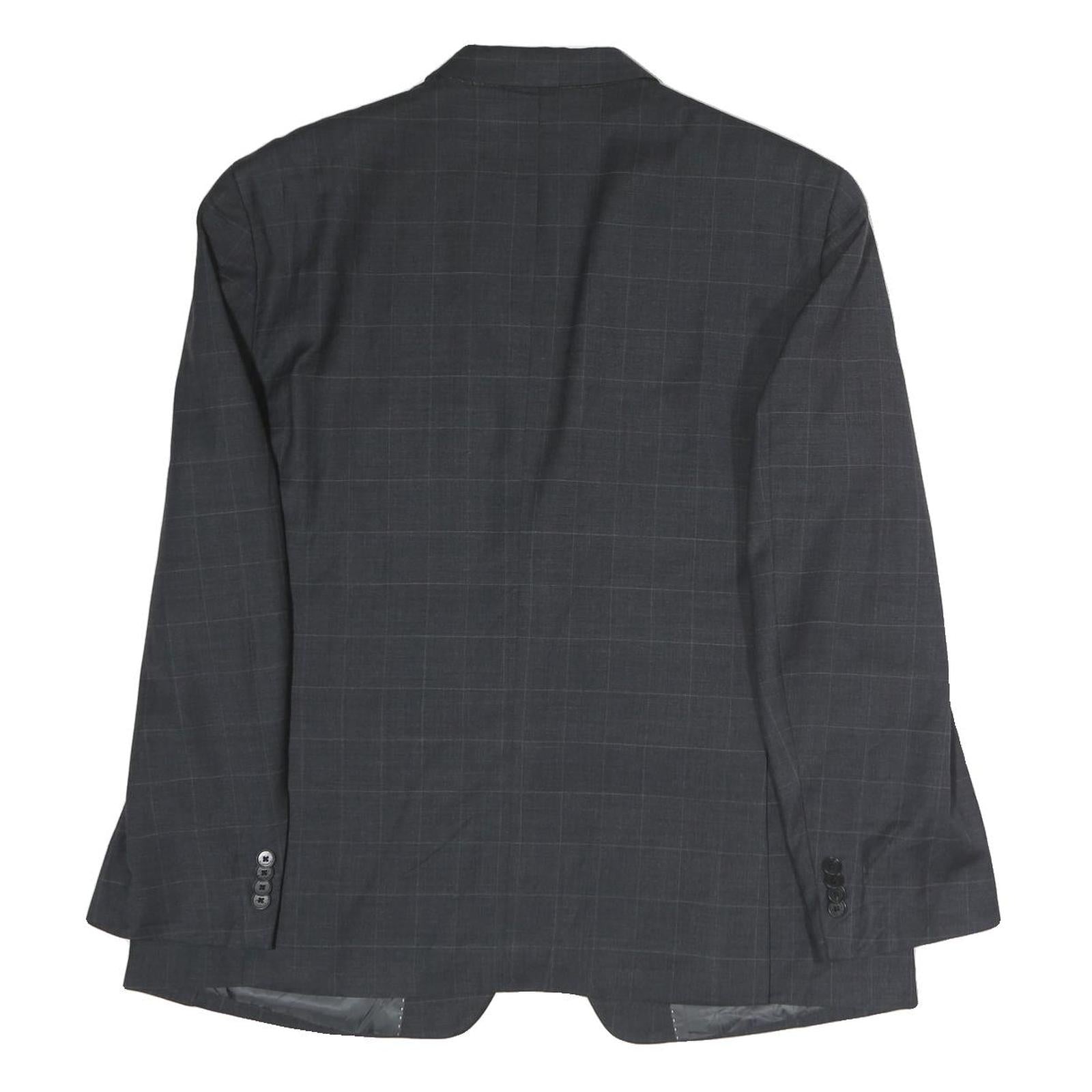 TOMMY HILFIGER Mens Grey & Black Classic Jacket L Cotton Plain Button Formal