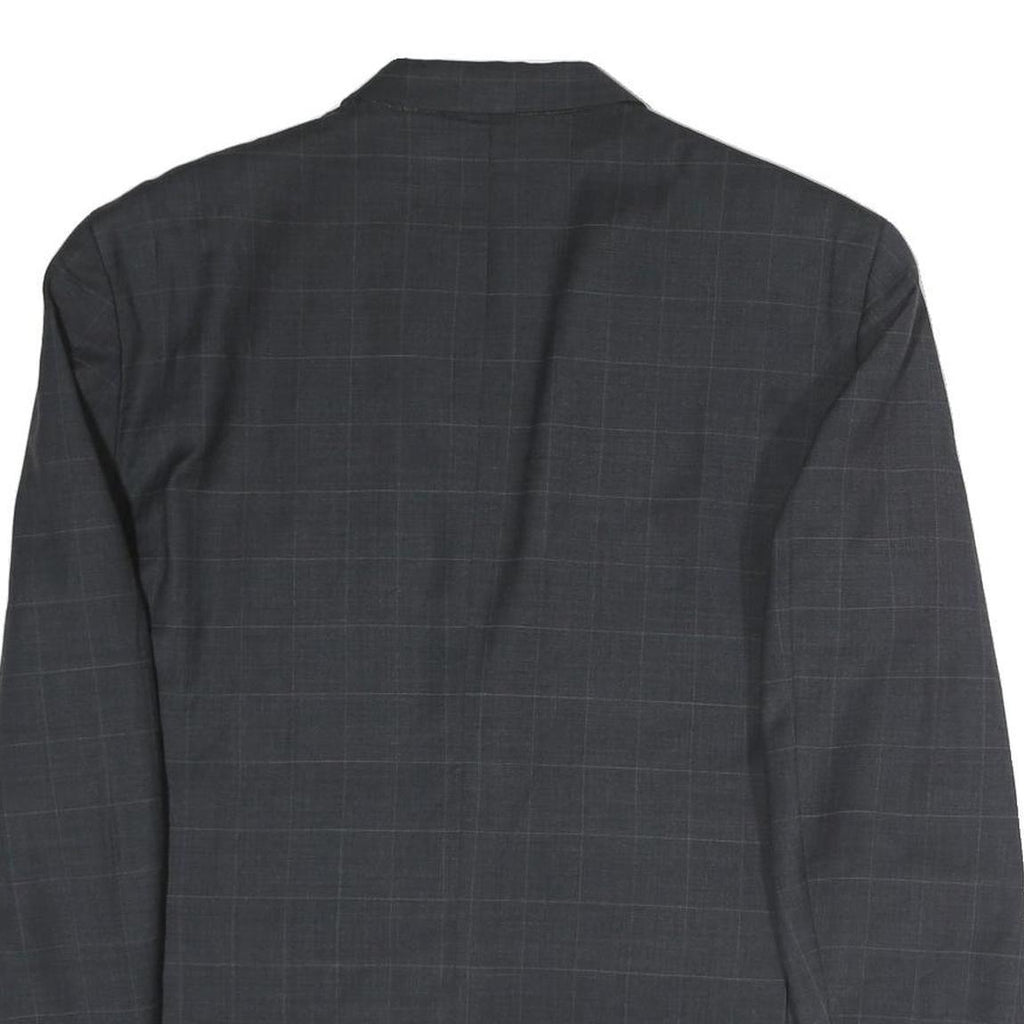 TOMMY HILFIGER Mens Grey & Black Classic Jacket L Cotton Plain Button Formal