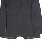 TOMMY HILFIGER Mens Grey & Black Classic Jacket L Cotton Plain Button Formal