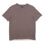 NEXT Mens Brown V-Neck Cotton Blend T-Shirt S Short Sleeve Plain Casual