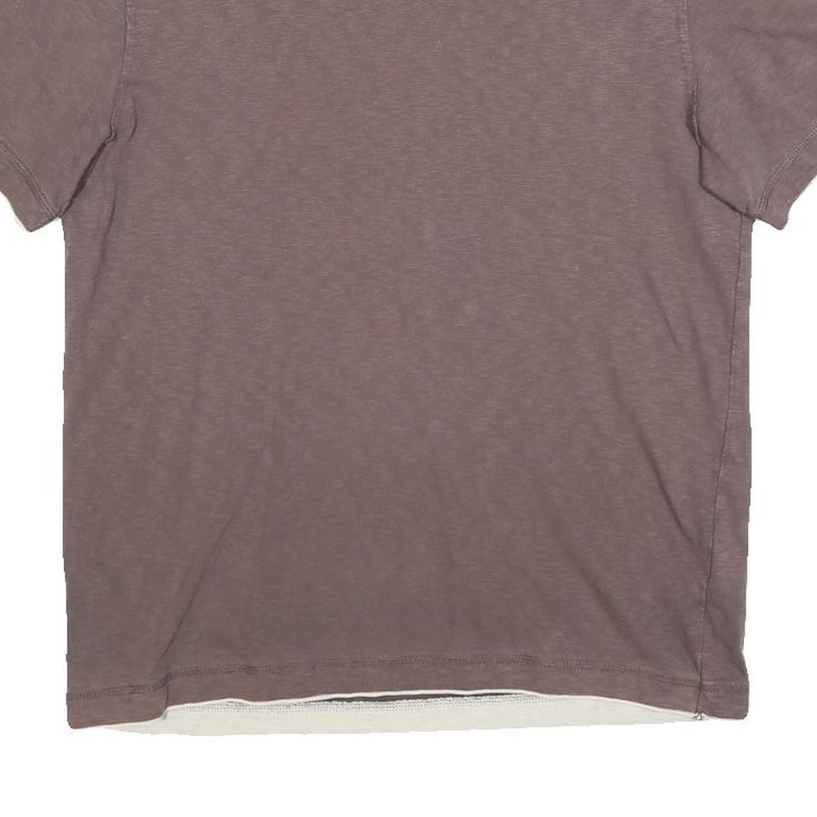 NEXT Mens Brown V-Neck Cotton Blend T-Shirt S Short Sleeve Plain Casual