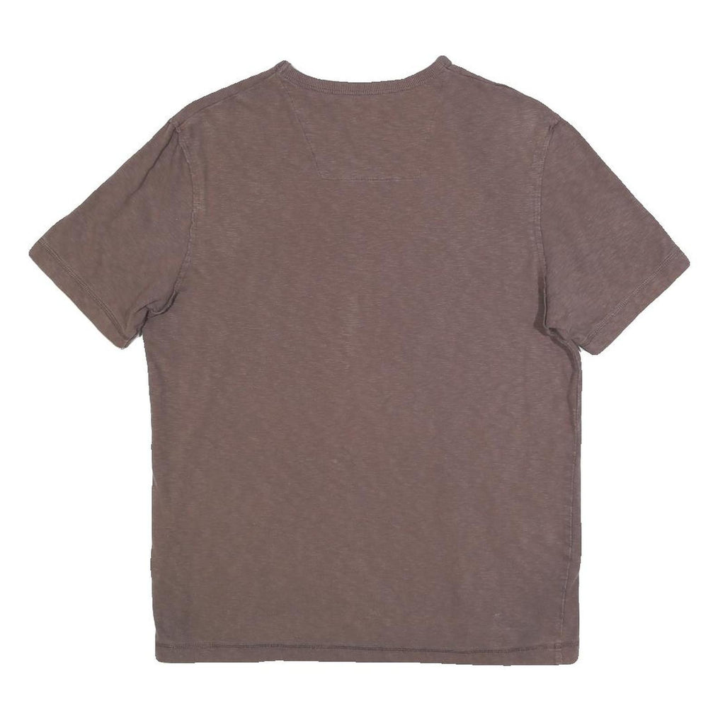 NEXT Mens Brown V-Neck Cotton Blend T-Shirt S Short Sleeve Plain Casual