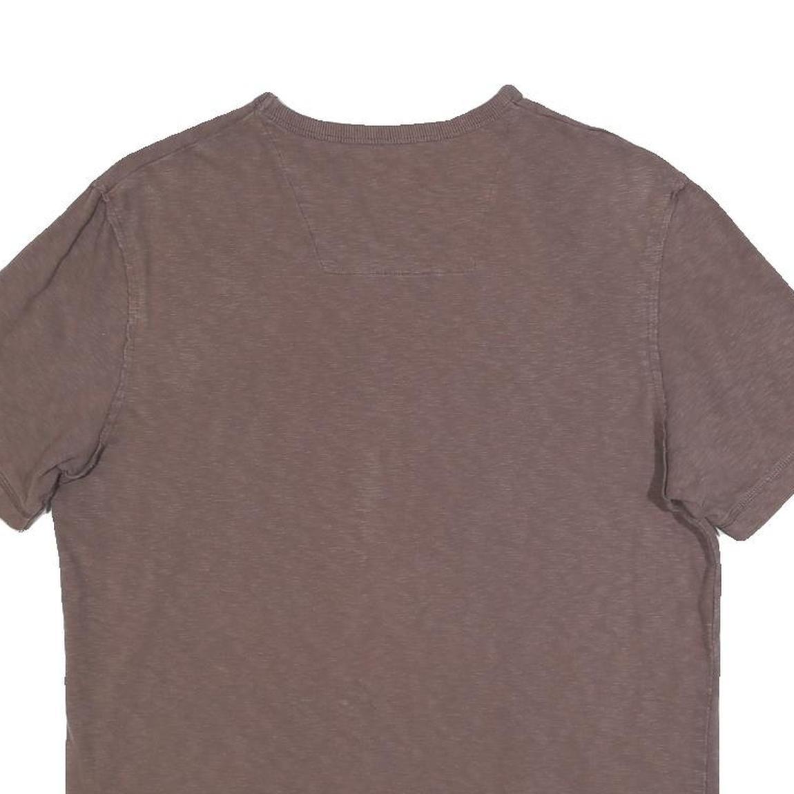 NEXT Mens Brown V-Neck Cotton Blend T-Shirt S Short Sleeve Plain Casual