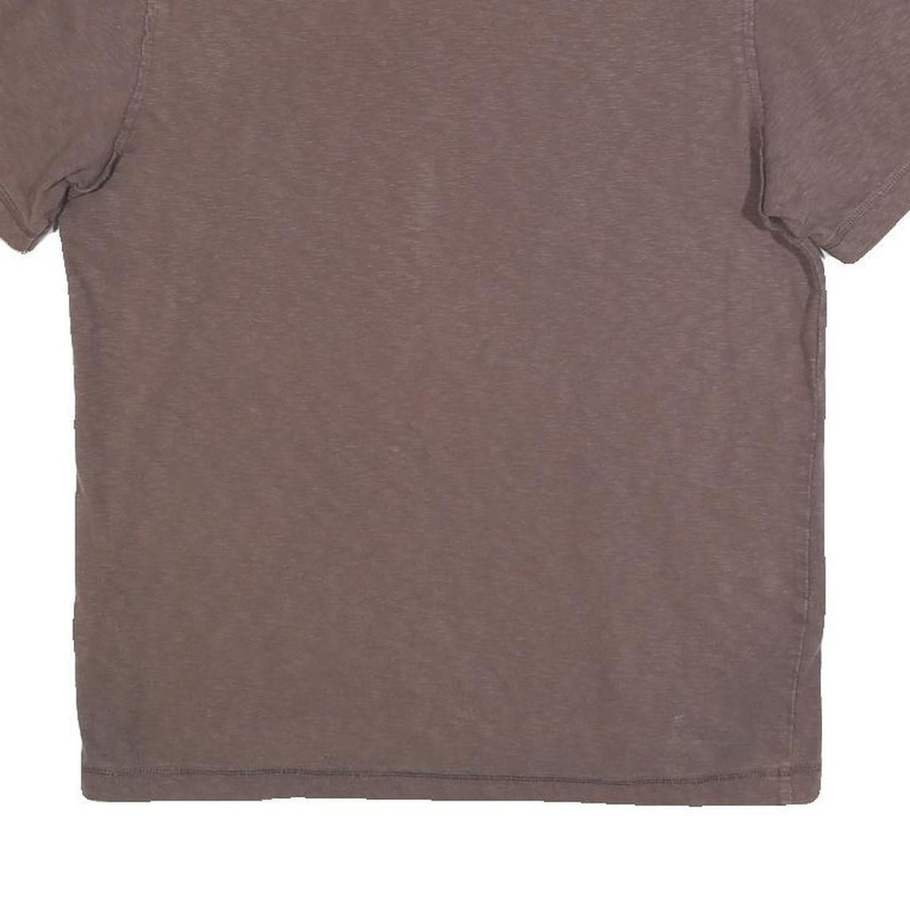NEXT Mens Brown V-Neck Cotton Blend T-Shirt S Short Sleeve Plain Casual