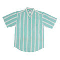 FYI Mens Green & White Striped Casual Shirt L Cotton Button Pocket