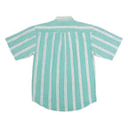 FYI Mens Green & White Striped Casual Shirt L Cotton Button Pocket