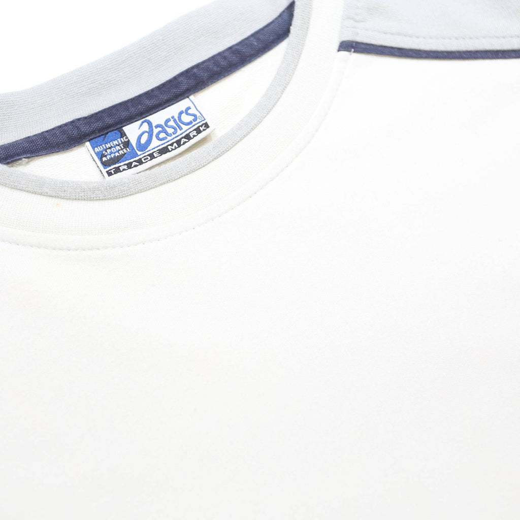 ASICS Mens White & Grey Crew Neck M Casual Cotton Blend Sweatshirt Pullover
