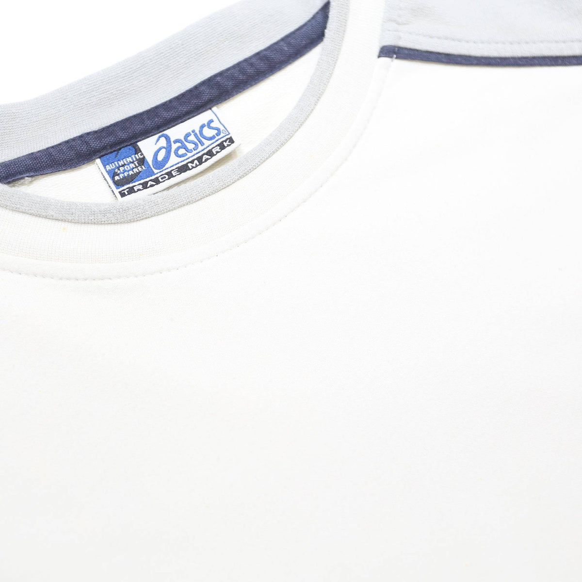 ASICS Mens White & Grey Crew Neck M Casual Cotton Blend Sweatshirt Pullover