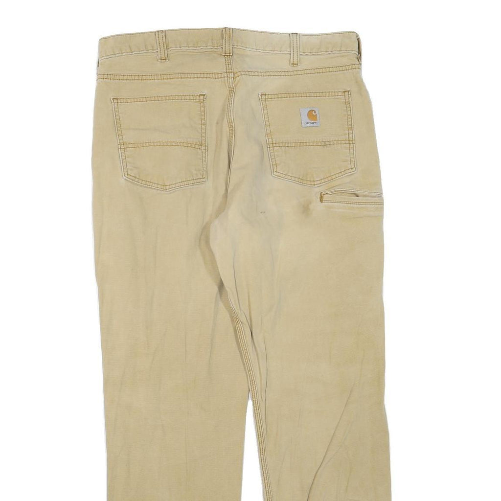 CARHARTT Mens Jeans Beige Regular Straight Denim W36 L32 Zip Cotton Blend