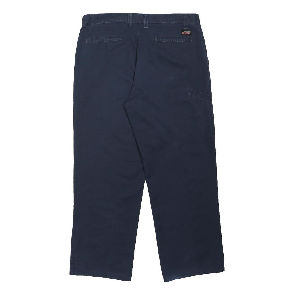DICKIES Mens Polyester Blend Navy Blue Regular Straight Trousers W36 L29