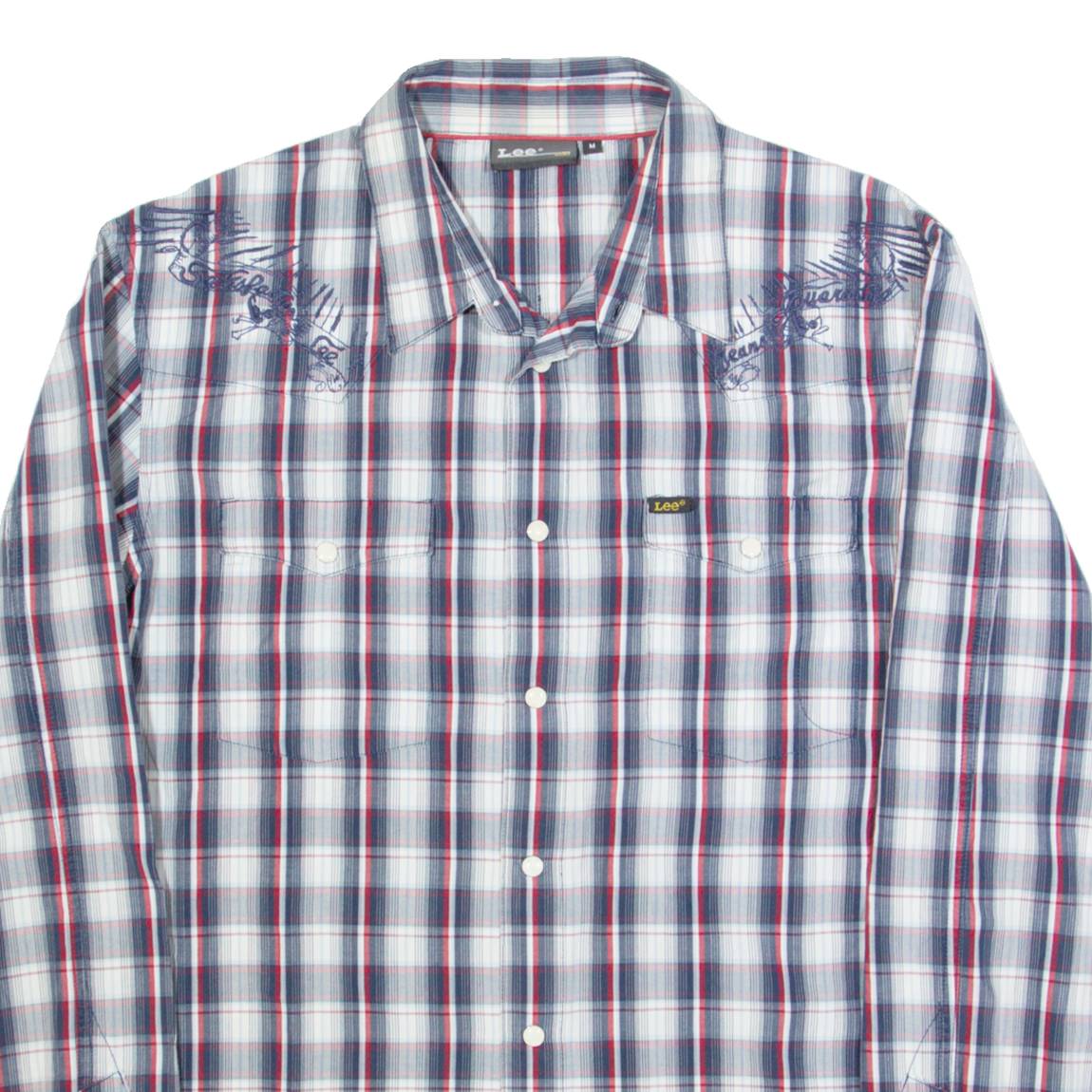 LEE Mens Shirt Blue Check Long Sleeve M