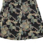 MAGGIE LAWRENCE Womens Black Floral Cotton Blend Midi Skater Skirt L Elegant
