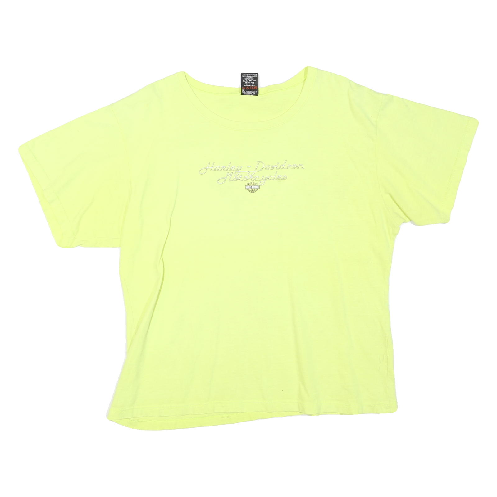 HARLEY DAVIDSON Womens Yellow Cotton Blend T-Shirt XL Short Sleeve Crew Neck