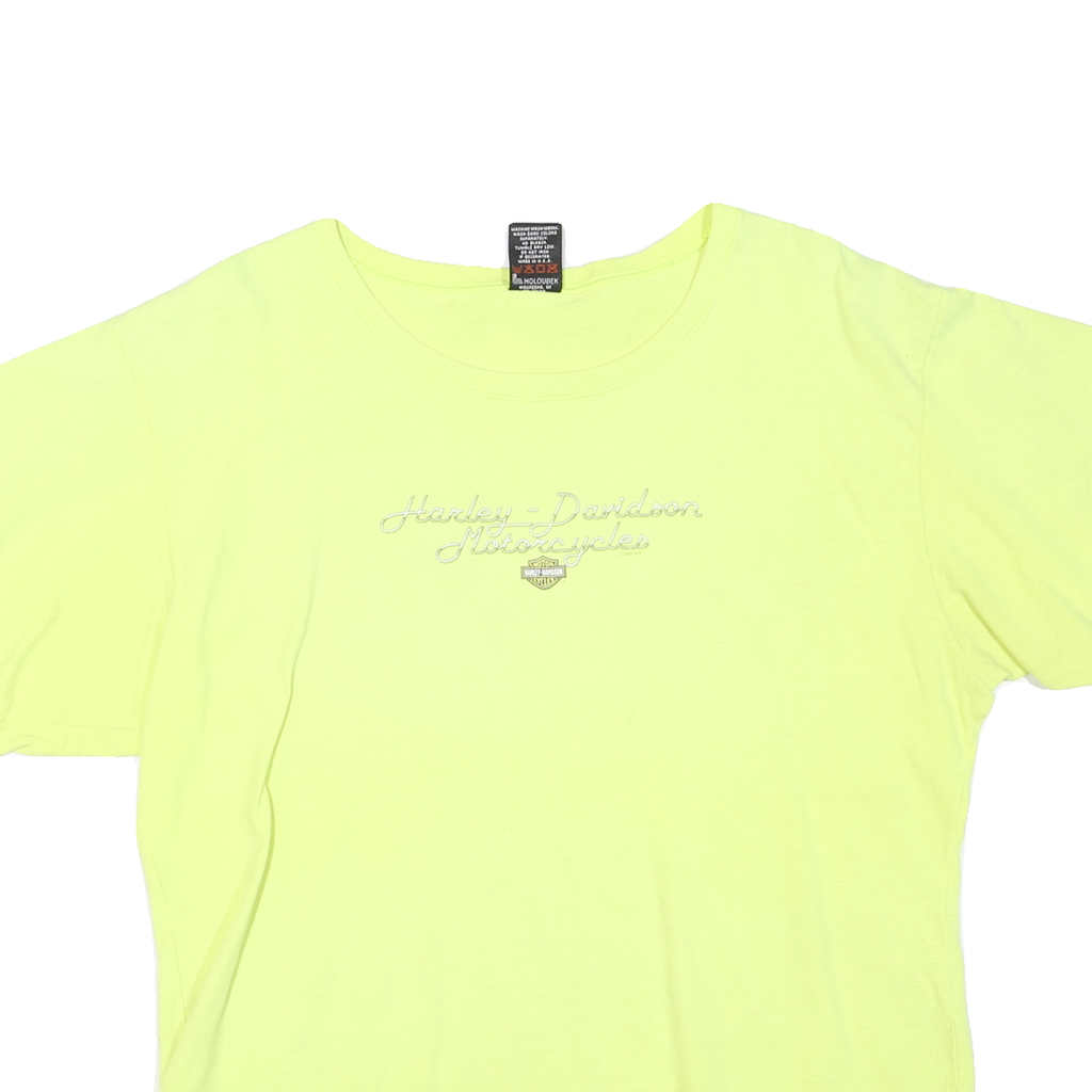 HARLEY DAVIDSON Womens Yellow Cotton Blend T-Shirt XL Short Sleeve Crew Neck